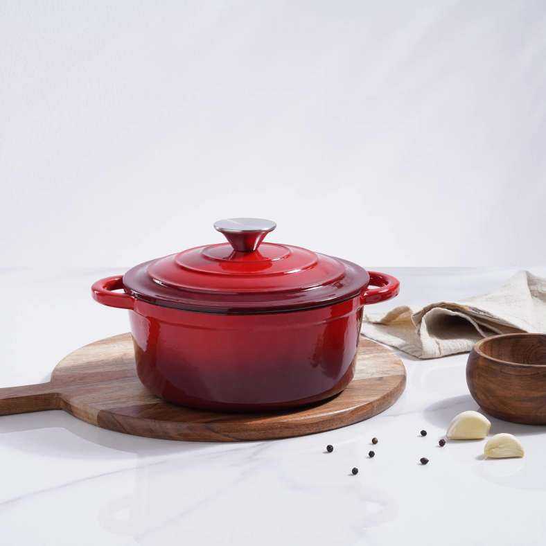 Pan Home Glazura Enameled Cast Iron Cooking Pot 2l - Ombre Red - 201AIC9901495 - Image 3