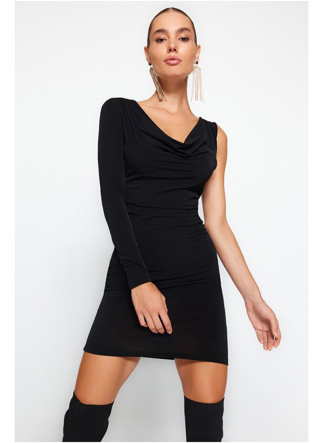 trendyol - Black Evening Dress with Collared Collar TPRAW24EL00075 - Image 1