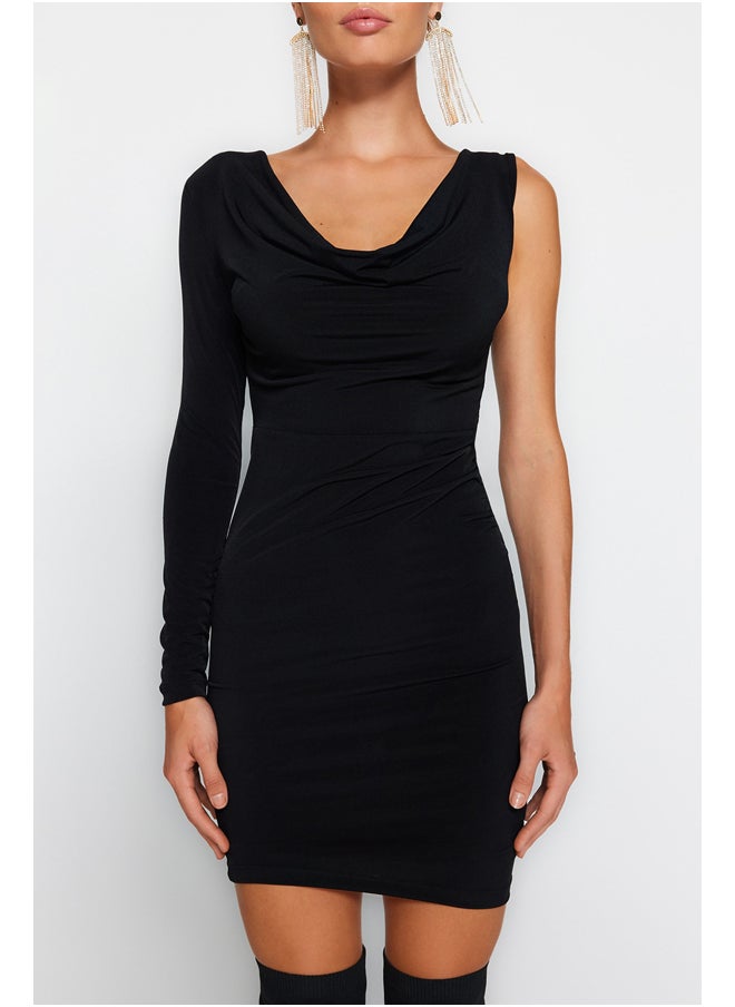 trendyol - Black Evening Dress with Collared Collar TPRAW24EL00075 - Image 1