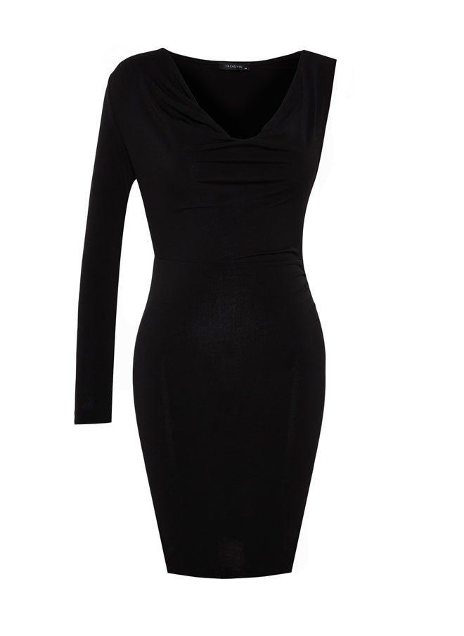 trendyol - Black Evening Dress with Collared Collar TPRAW24EL00075 - Image 1
