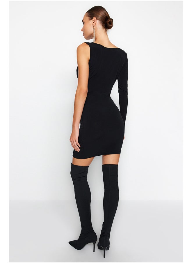trendyol - Black Evening Dress with Collared Collar TPRAW24EL00075 - Image 1