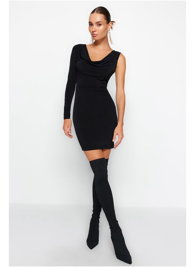 trendyol - Black Evening Dress with Collared Collar TPRAW24EL00075 - Image 1