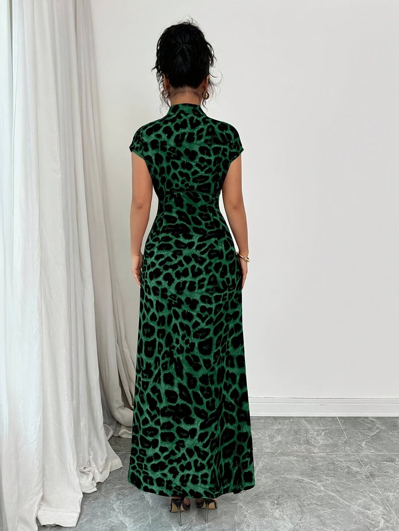 Western Spring\u002FSummer New Random Print Random Trim Vacation Style Elegant Casual Shirt Dress Long Dress - Image 3