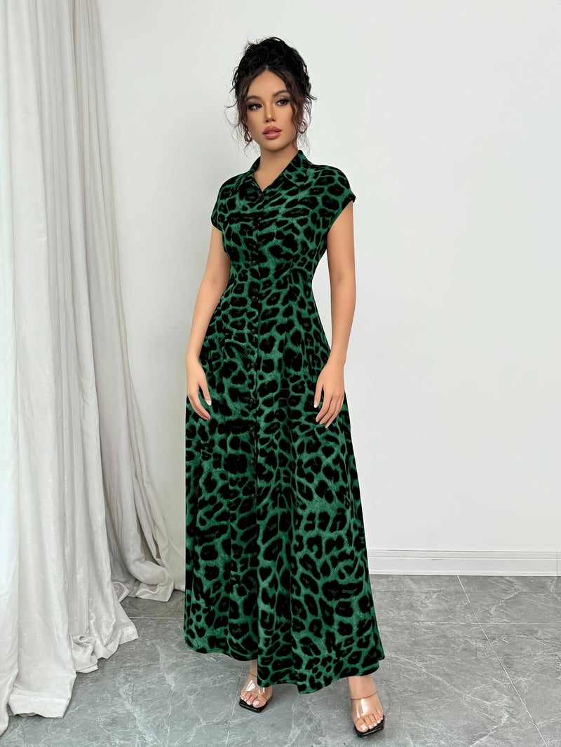 Western Spring\u002FSummer New Random Print Random Trim Vacation Style Elegant Casual Shirt Dress Long Dress - Image 5