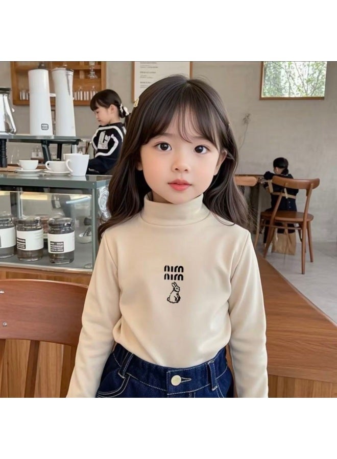Girl's Velvet Base Layer Long Sleeve T-shirt Baby Autumn Winter Children's Top Warm Girl Stylish Clothes Versatile
