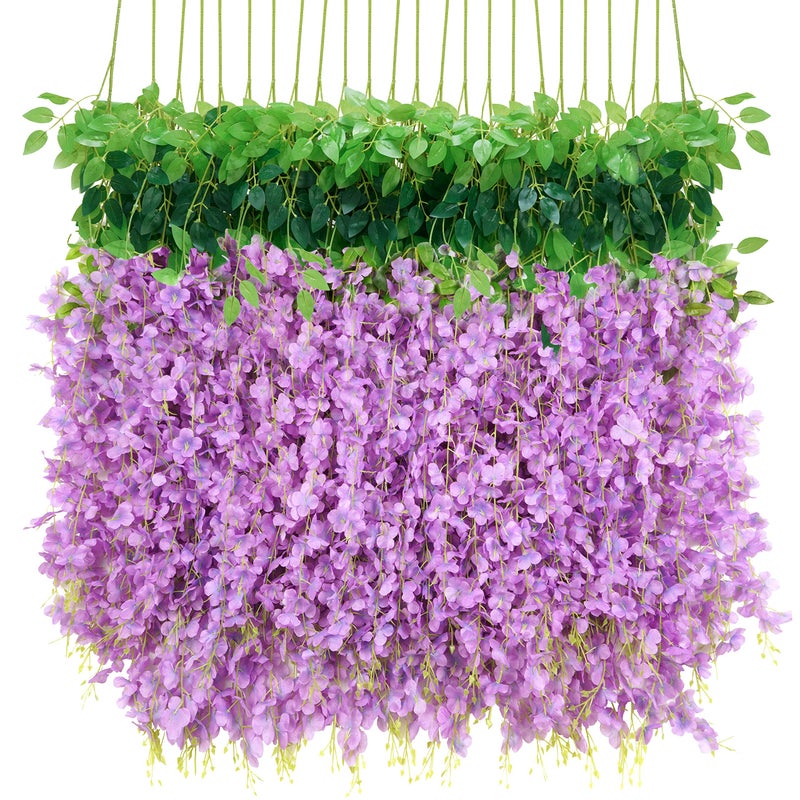 BLEUM CADE 10Pcs Purple Fake Wisteria Hanging Flowers 36FtPcs Artificial Wisteria Garland Hanging Flowers for Wedding Party Home Backdrop Wall Decoration