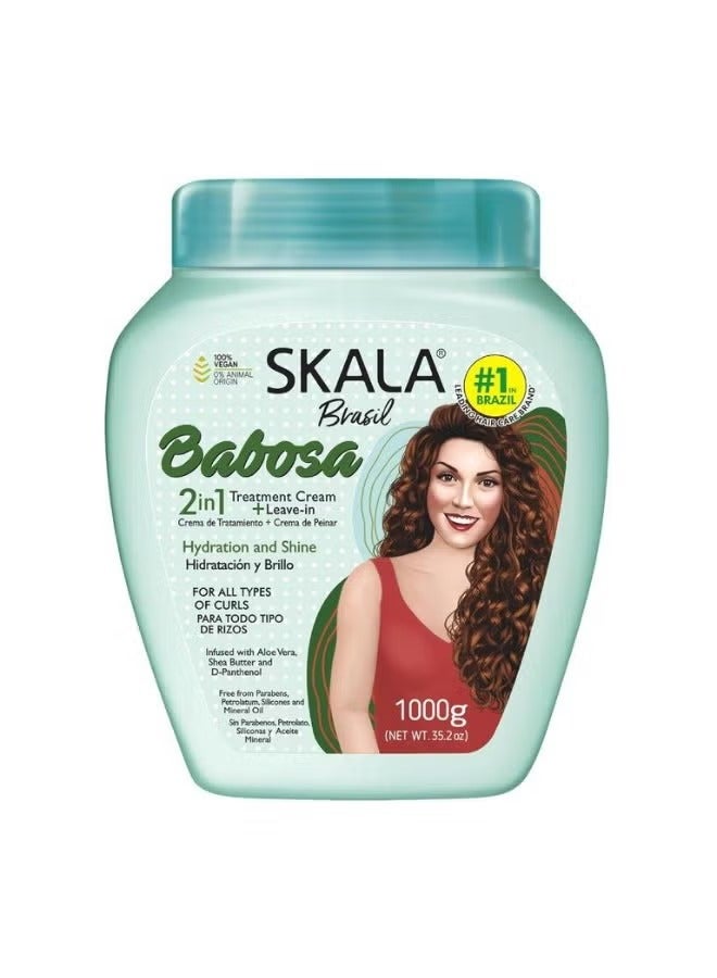 سكالا بابوسا كريم مرطب ومعالج للشعر ( 2 في 1 ) بخلاصة الصبار ( الالوفيرا ) وزبدة الشيا وال د-بانثينول لجميع أنواع تجعيدات الشعر 1000 جرام