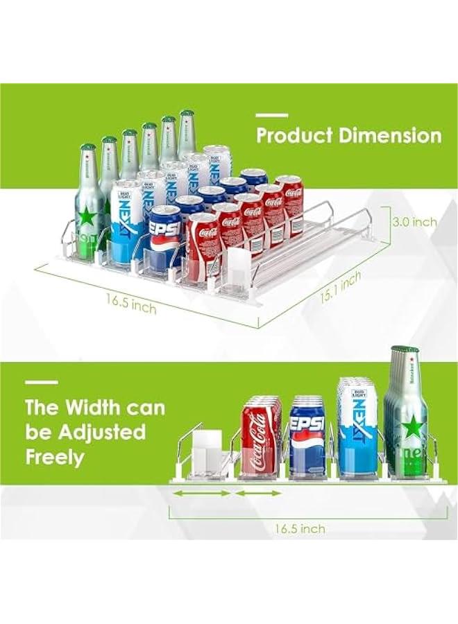 MIXDE Soda Can Dispenser for Refrigerator,Self-Pushing Drink Organizer for Fridge, Width Adjustable Fridge Organization, Beer Pop Can Water Bottle Drink Dispenser for Fridge (White-5 Row) - Image 2