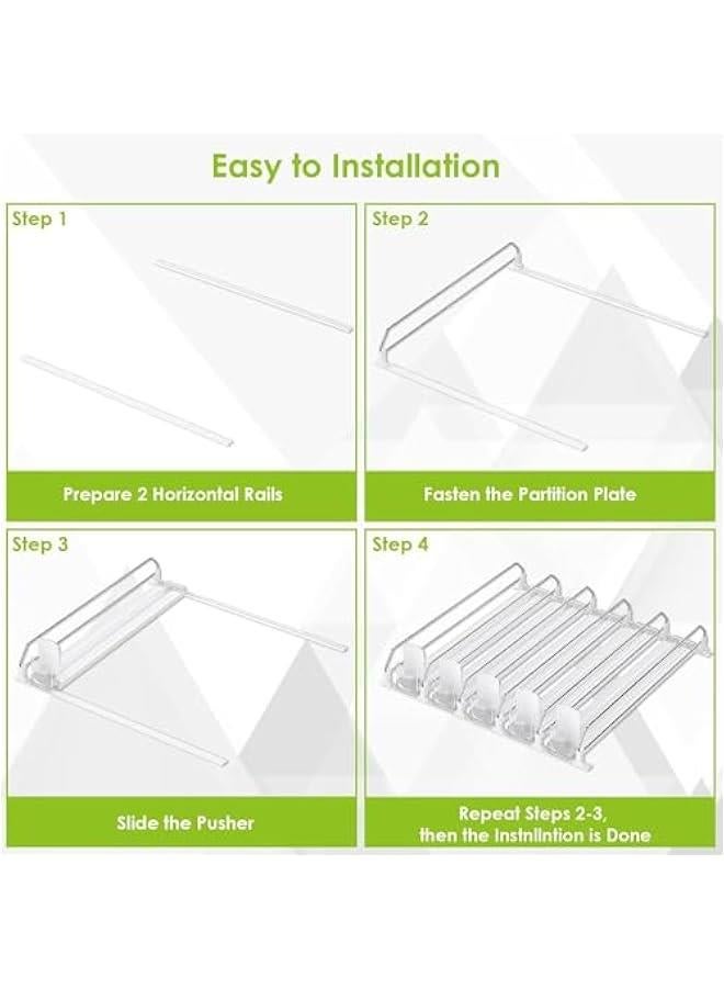 MIXDE Soda Can Dispenser for Refrigerator,Self-Pushing Drink Organizer for Fridge, Width Adjustable Fridge Organization, Beer Pop Can Water Bottle Drink Dispenser for Fridge (White-5 Row) - Image 3