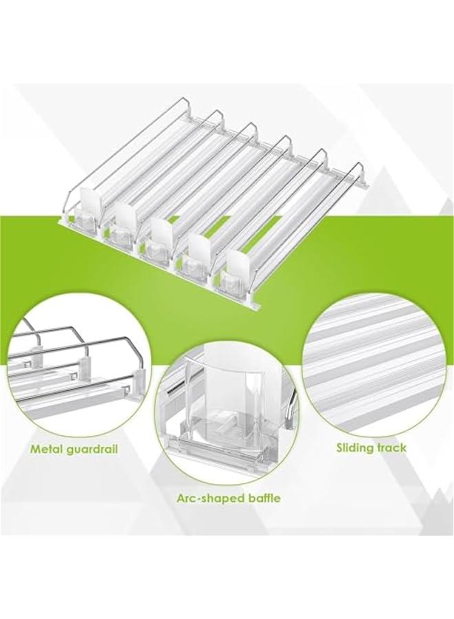 MIXDE Soda Can Dispenser for Refrigerator,Self-Pushing Drink Organizer for Fridge, Width Adjustable Fridge Organization, Beer Pop Can Water Bottle Drink Dispenser for Fridge (White-5 Row) - Image 4