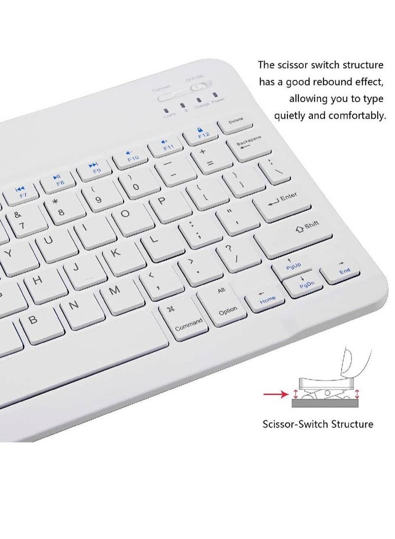 GENNEXT Ultra-Slim Bluetooth Keyboard and Mouse Combo Rechargeable Portable Wireless Keyboard Mouse Set for Apple iPad iPhone iOS 13 and Above Samsung Tablet Phone Smartphone Android Windows (White) - Image 4
