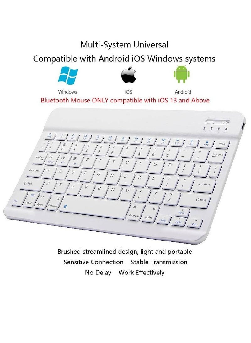GENNEXT Ultra-Slim Bluetooth Keyboard and Mouse Combo Rechargeable Portable Wireless Keyboard Mouse Set for Apple iPad iPhone iOS 13 and Above Samsung Tablet Phone Smartphone Android Windows (White) - Image 3
