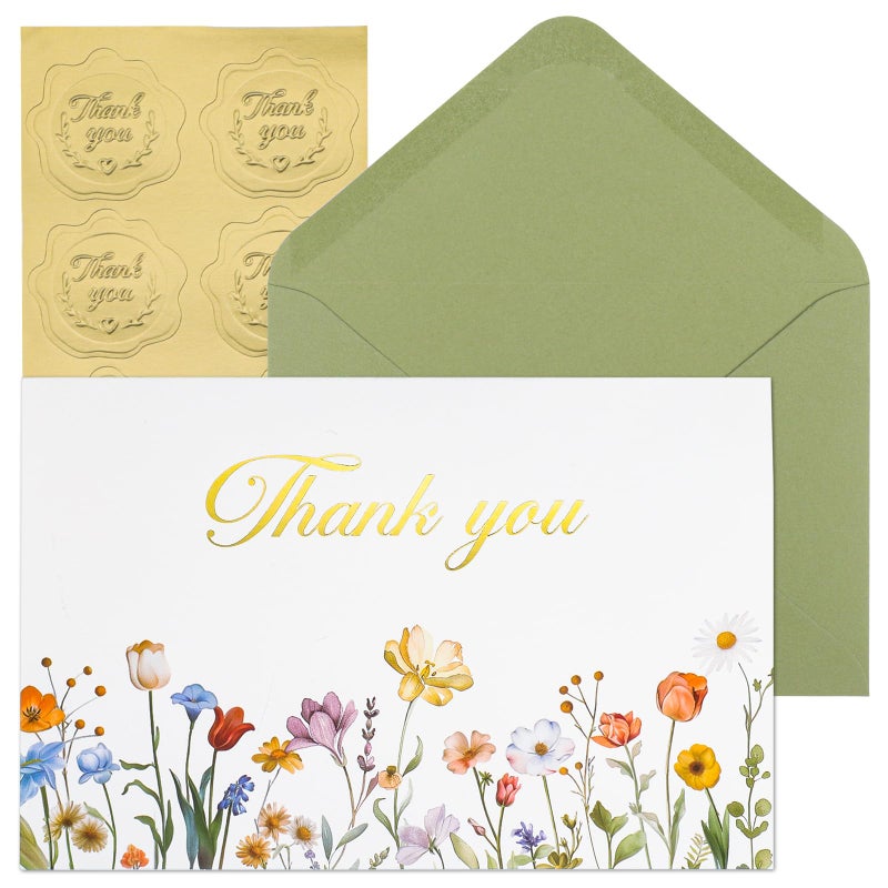 Thboxes 50 Pack Thank You Cards with Envelopes, Thank You Cards Bulk Blank Card Notes with Stickers 4x6 Inch Greeting Card for Wedding, Birthday, Baby Shower, Easter, Graduation, Mother's Day, Teacher's Day - Image 1