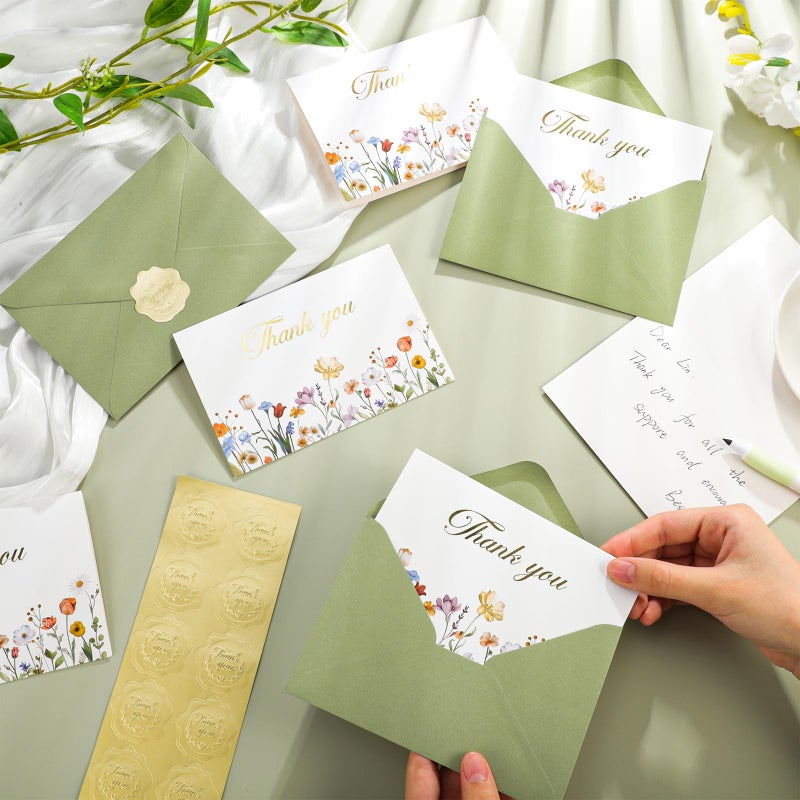 Thboxes 50 Pack Thank You Cards with Envelopes, Thank You Cards Bulk Blank Card Notes with Stickers 4x6 Inch Greeting Card for Wedding, Birthday, Baby Shower, Easter, Graduation, Mother's Day, Teacher's Day - Image 5