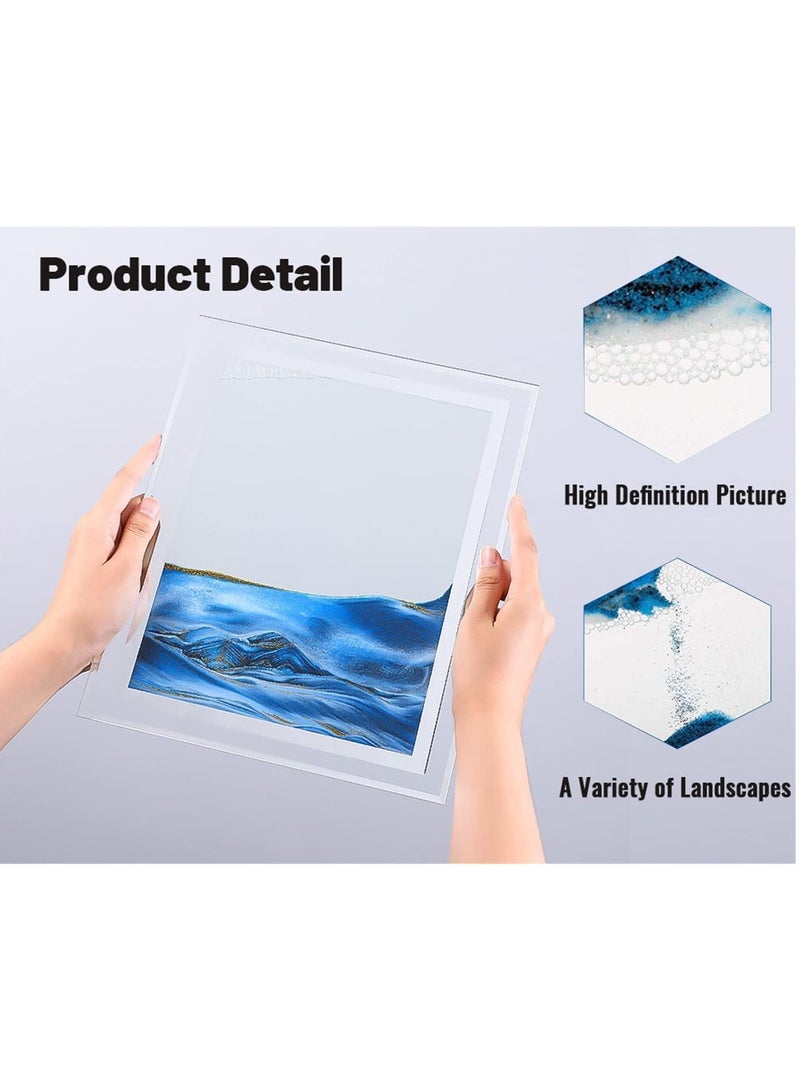 Rubik 3D Moving Sand Art Picture Frame, Glass Deep Sea Sandscape in Motion Display for Adult Kids Desktop Home Office Work Decor 22x17cm (Blue)  - Image 2