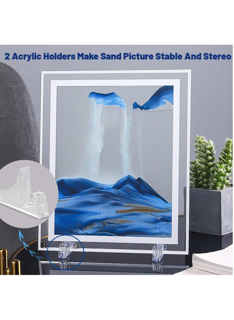 Rubik 3D Moving Sand Art Picture Frame, Glass Deep Sea Sandscape in Motion Display for Adult Kids Desktop Home Office Work Decor 22x17cm (Blue)  - Image 3