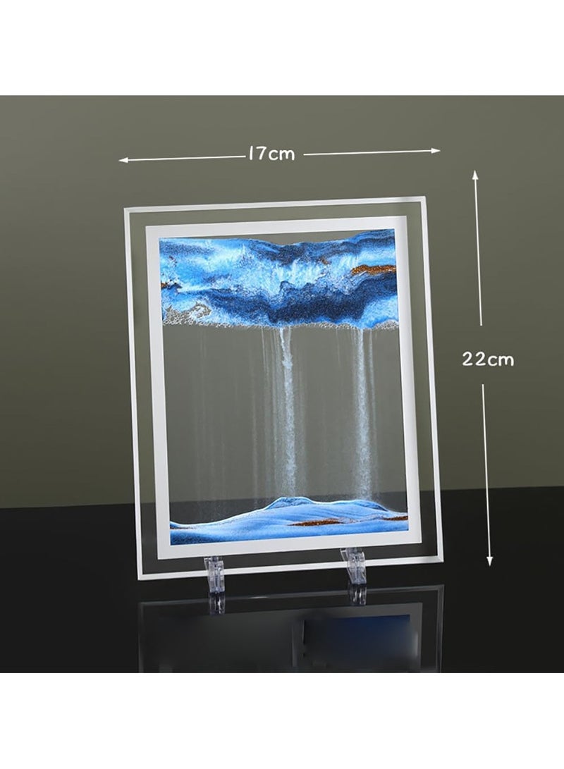 Rubik 3D Moving Sand Art Picture Frame, Glass Deep Sea Sandscape in Motion Display for Adult Kids Desktop Home Office Work Decor 22x17cm (Blue)  - Image 4