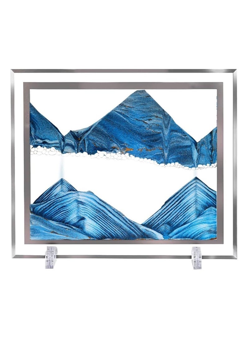 Rubik 3D Moving Sand Art Picture Frame, Glass Deep Sea Sandscape in Motion Display for Adult Kids Desktop Home Office Work Decor 22x17cm (Blue)  - Image 5