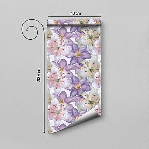 WallDaddy Pack of 2 Wallpapers | Buy 1 Get 2 | Wallpaper for Wall Sticker for Kitchen Wallpaper for Bedroom Wall and Wallpaper for Drawing Room | Self Adhesive Floral Wallpapers (Purple) - Image 2