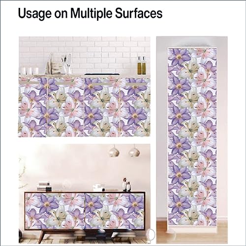 WallDaddy Pack of 2 Wallpapers | Buy 1 Get 2 | Wallpaper for Wall Sticker for Kitchen Wallpaper for Bedroom Wall and Wallpaper for Drawing Room | Self Adhesive Floral Wallpapers (Purple) - Image 5