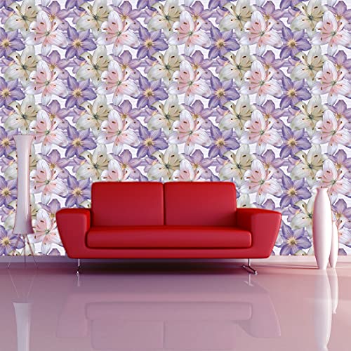 WallDaddy Pack of 2 Wallpapers | Buy 1 Get 2 | Wallpaper for Wall Sticker for Kitchen Wallpaper for Bedroom Wall and Wallpaper for Drawing Room | Self Adhesive Floral Wallpapers (Purple) - Image 4