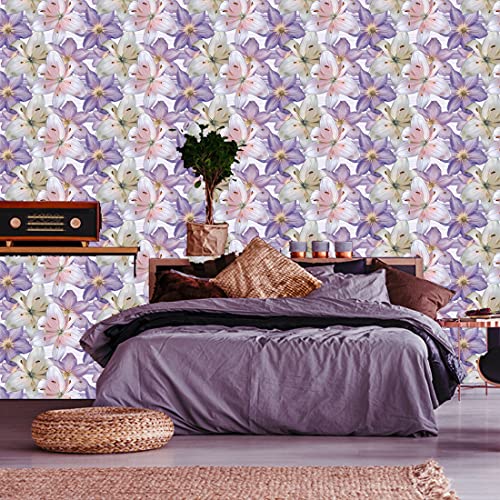 WallDaddy Pack of 2 Wallpapers | Buy 1 Get 2 | Wallpaper for Wall Sticker for Kitchen Wallpaper for Bedroom Wall and Wallpaper for Drawing Room | Self Adhesive Floral Wallpapers (Purple) - Image 3