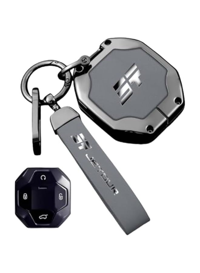 Topleo Jetour Traveller T2 Key Fob Cover | Precision-Engineered Zinc Alloy Protector for JT T2 Smart Keys | Durable & Slim Design with JT Emblem(Concrete Grey) - Image 1