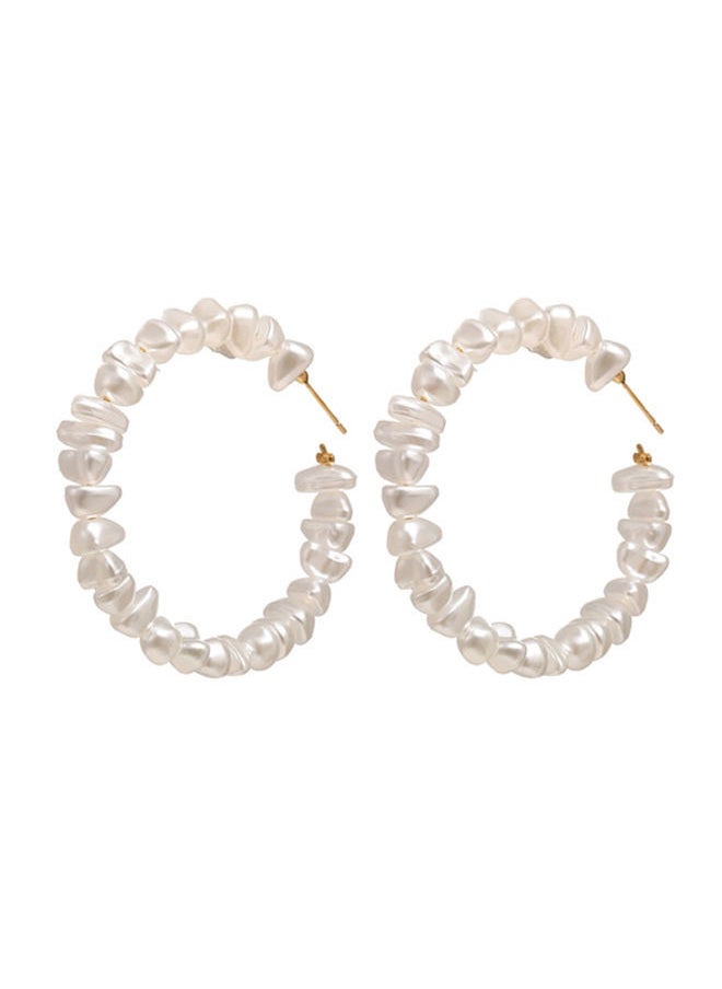 NIBEMINENT - Fashionable Hoop Earrings With Pearl - Image 1