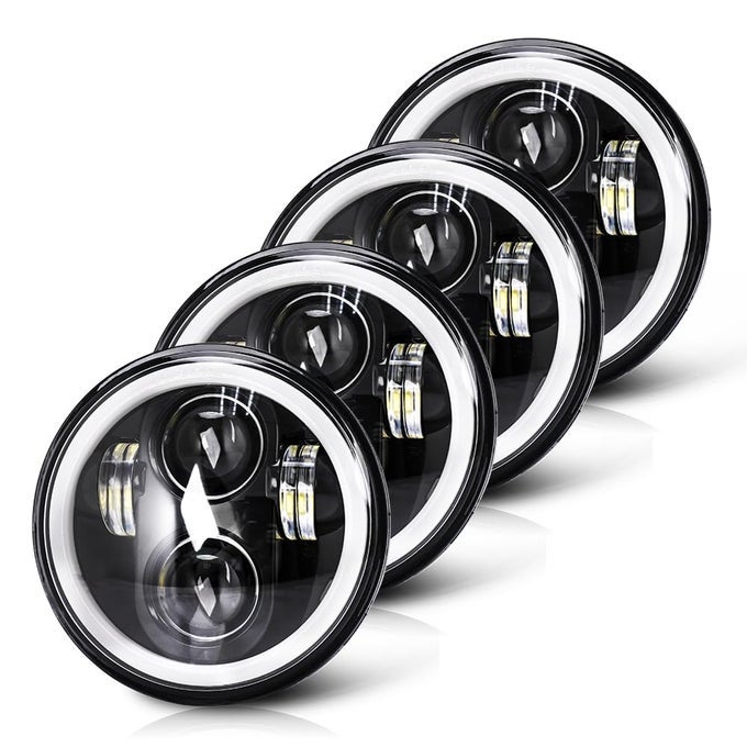 4Pcs 5 34 575 Led Headlights With High Low Beam Amber Turn Signal White Drl 5 34 Led Headlight Halo Ring