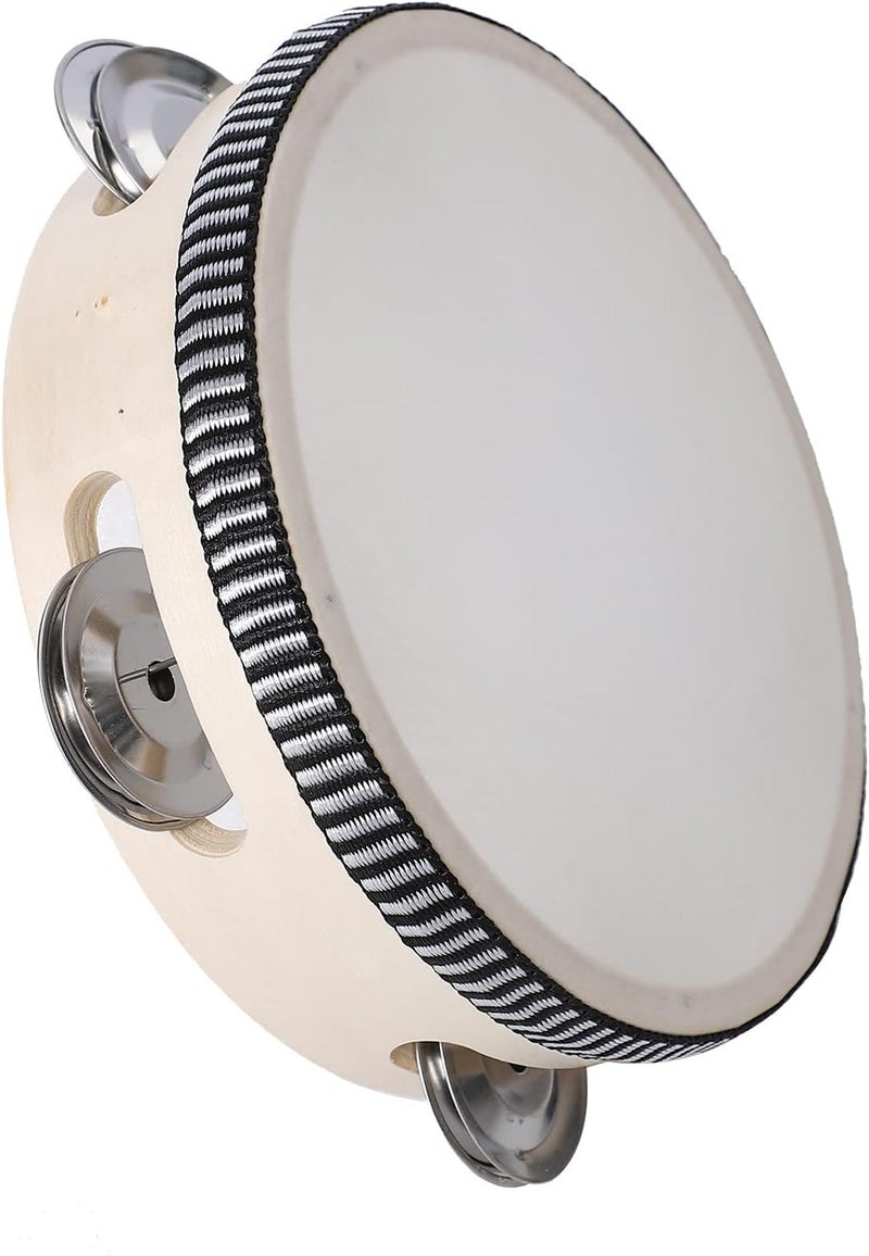 Javik Tambourine for Kids 6 Inch Hand Held Small Tambourines Drum with Metal Jingles Bell Percussion Musical Instrument for Party Games Music Education - Image 4