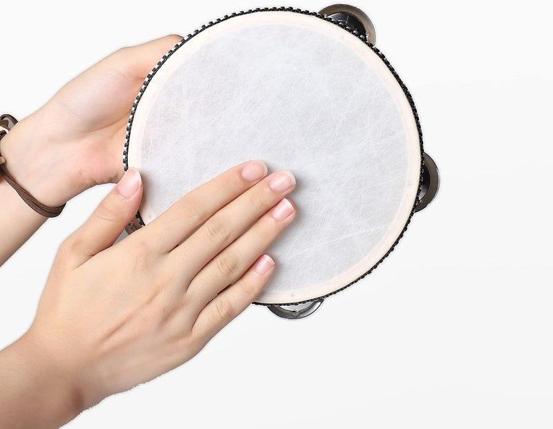 Javik Tambourine for Kids 6 Inch Hand Held Small Tambourines Drum with Metal Jingles Bell Percussion Musical Instrument for Party Games Music Education - Image 5