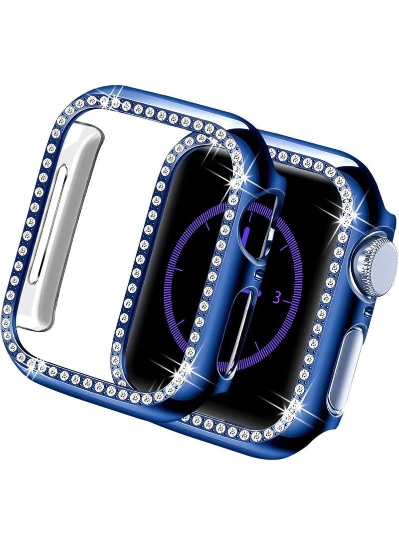 Compatible with Apple Watch Ultra 45mm Case, Shiny Diamond Protective PC Case, Sparkling Crystal Rhinestone Protective Cases for Women and Girls, Smartwatch Accessories Case (Blue) - Image 1