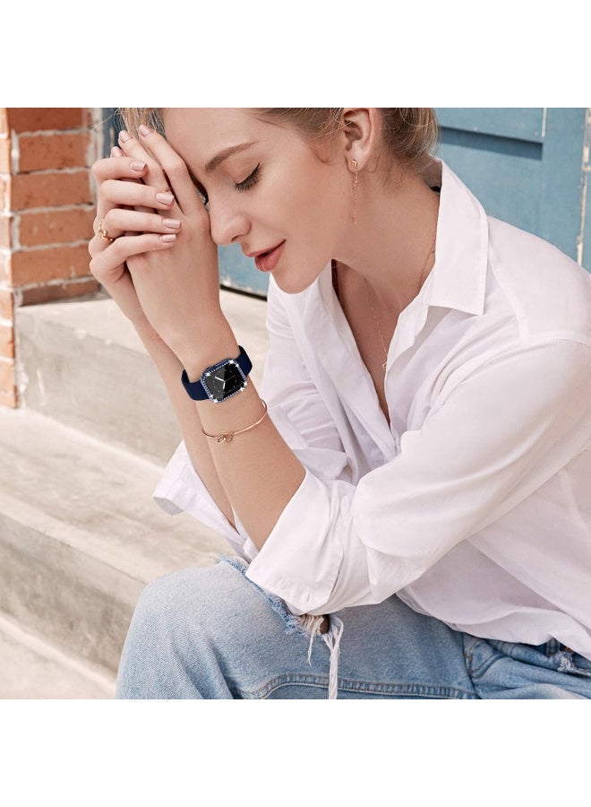 Compatible with Apple Watch Ultra 45mm Case, Shiny Diamond Protective PC Case, Sparkling Crystal Rhinestone Protective Cases for Women and Girls, Smartwatch Accessories Case (Blue) - Image 2