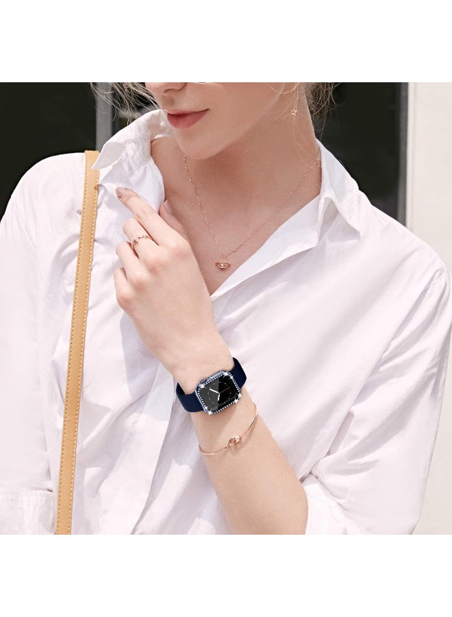 Compatible with Apple Watch Ultra 45mm Case, Shiny Diamond Protective PC Case, Sparkling Crystal Rhinestone Protective Cases for Women and Girls, Smartwatch Accessories Case (Blue) - Image 3