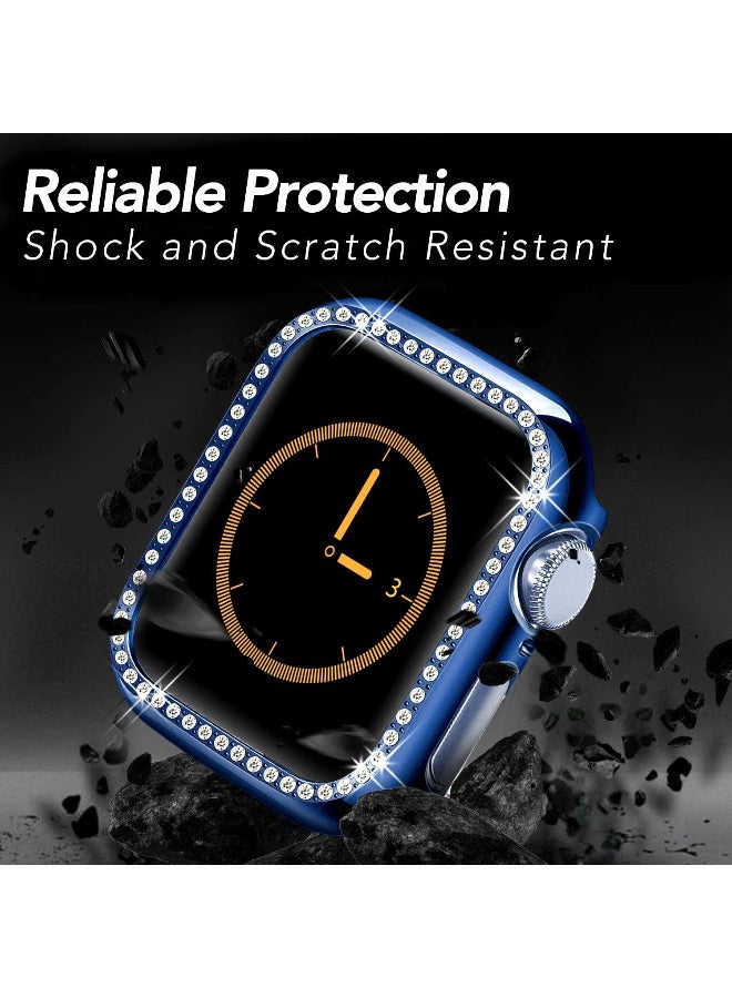 Compatible with Apple Watch Ultra 45mm Case, Shiny Diamond Protective PC Case, Sparkling Crystal Rhinestone Protective Cases for Women and Girls, Smartwatch Accessories Case (Blue) - Image 4