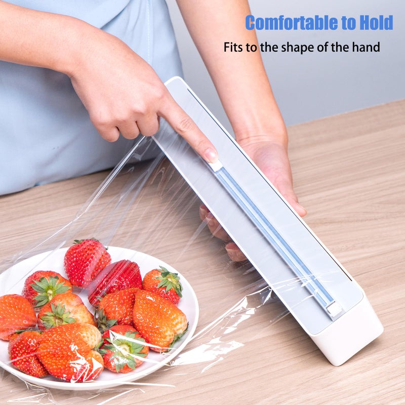 DEEMTON Plastic Wrap Dispenser With Cutter Aluminum Foil Dispenser Refillable Wrap Dispenser Plastic Food Wrap Dispenser Cling Film Dispenser With Cutter And With A Roll Of Bpa Free Cling Film. - Image 4