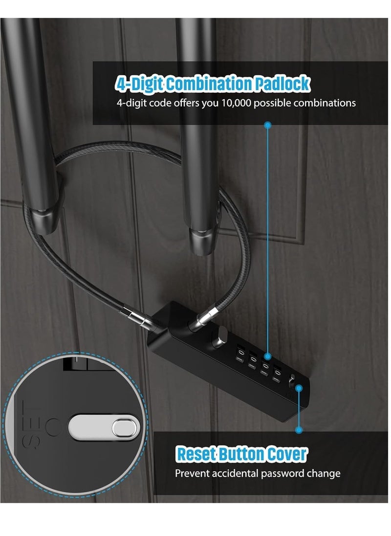 SYOSI Combination Lock Cable Security Steel Cable Luggage Lock Weatherproof with Resettable Code, Braided Steel Coated Anti-Theft Cable Lock, Luggage Suitcase Gun Case Toolbox Helmet Black 2.3Feet 5 mm  - Image 2