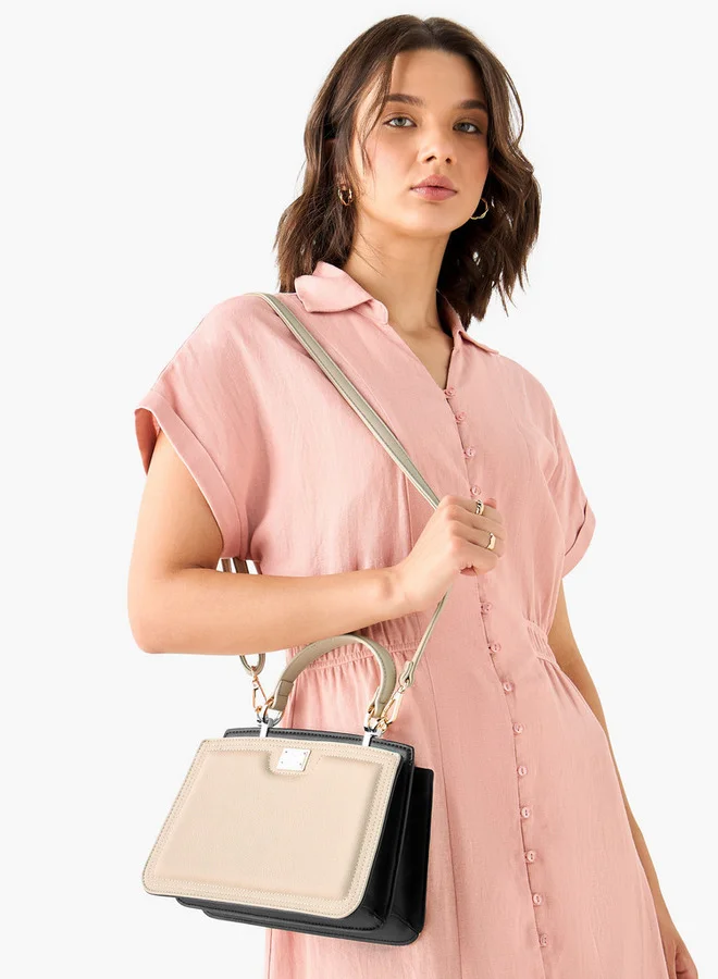 Flora Bella By Shoexpress Solid Crossbody Bag with Detachable Shoulder Strap and Top Handle