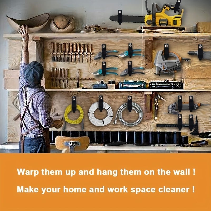 6 Pack Extension Cord Organizer Straps For Garden Hose Garage Wall - Image 4