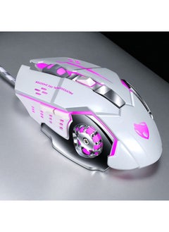 T-WOLF V6 USB Interface 6-Buttons 3200 DPI Wired Mouse Gaming Mechanical Macro Programming 7-Color Luminous Gaming Mouse, Cable Length: 1.5m(Macro Definition Audio Version White)