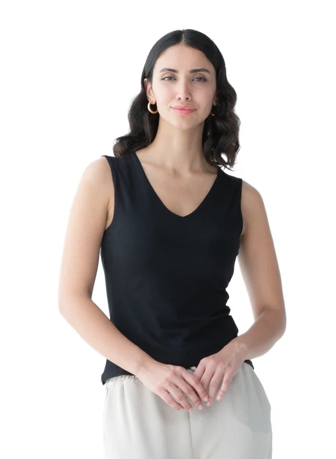 HaILYS Black Sleeveless V-Neck Tank