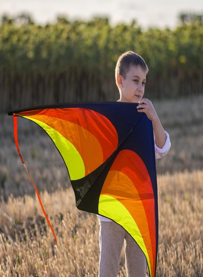 YFAFENGS Delta Kite for Kids & Adults - Easy to Fly Outdoor Kites for Beach & Family Fun, Includes Line & Handle, Perfect for Ages 8-10 (Orange) - Image 3