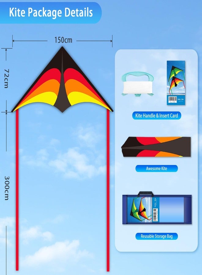 YFAFENGS Delta Kite for Kids & Adults - Easy to Fly Outdoor Kites for Beach & Family Fun, Includes Line & Handle, Perfect for Ages 8-10 (Orange) - Image 2