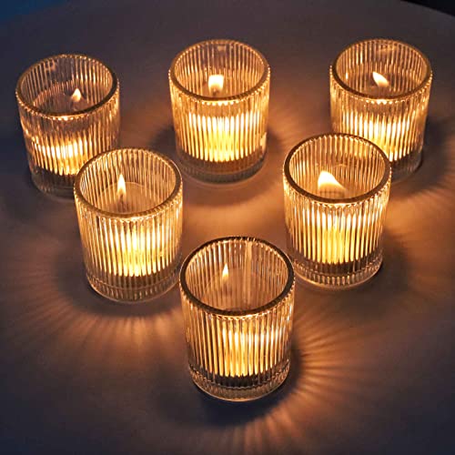 VOHO Clear Votive Candle Holders for Table Centerpiece, Glass Candle Holder Bulk Set of 12, Glass Votive Holder for Home Decor & Holiday Decor(2.1 x 2.6 Inch, Clear) - Image 1