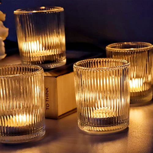 VOHO Clear Votive Candle Holders for Table Centerpiece, Glass Candle Holder Bulk Set of 12, Glass Votive Holder for Home Decor & Holiday Decor(2.1 x 2.6 Inch, Clear) - Image 2