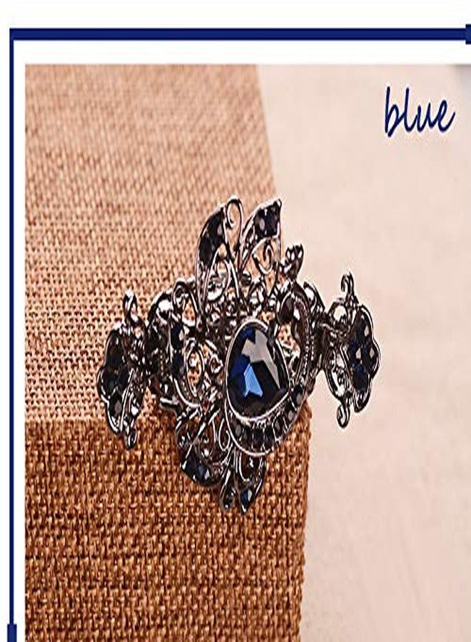 سوبيربليس مشبك شعر معدني مرصع بأحجار الراين على زنبرك مزدوج، أسود عتيق، على شكل طاووس، مشابك شعر ملونة مرصعة بالجواهر، مشابك شعر مجوفة من سبيكة معدنية على شكل سرطان البحر، حامل ذيل حصان، مشبك شعر (أزرق) - Image 3