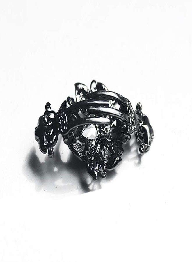 سوبيربليس مشبك شعر معدني مرصع بأحجار الراين على زنبرك مزدوج، أسود عتيق، على شكل طاووس، مشابك شعر ملونة مرصعة بالجواهر، مشابك شعر مجوفة من سبيكة معدنية على شكل سرطان البحر، حامل ذيل حصان، مشبك شعر (أزرق) - Image 4