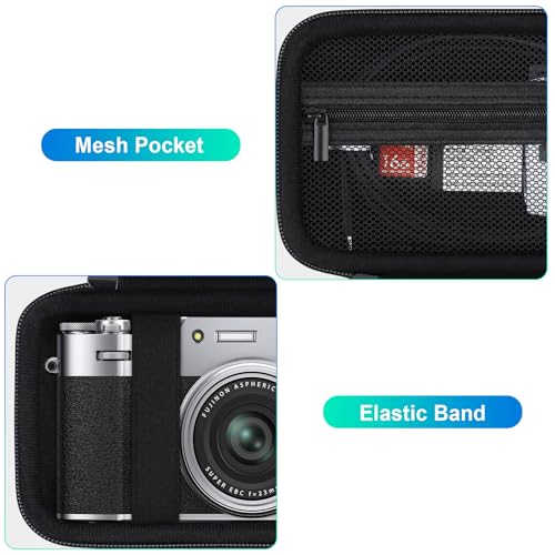 BOVKE Carrying Case Compatible with Fujifilm X100VI / X100V Digital Camera, Extra Mesh Pocket for Charging Cables, Black - Image 5