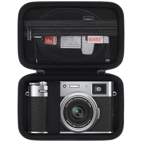 BOVKE Carrying Case Compatible with Fujifilm X100VI / X100V Digital Camera, Extra Mesh Pocket for Charging Cables, Black - Image 3
