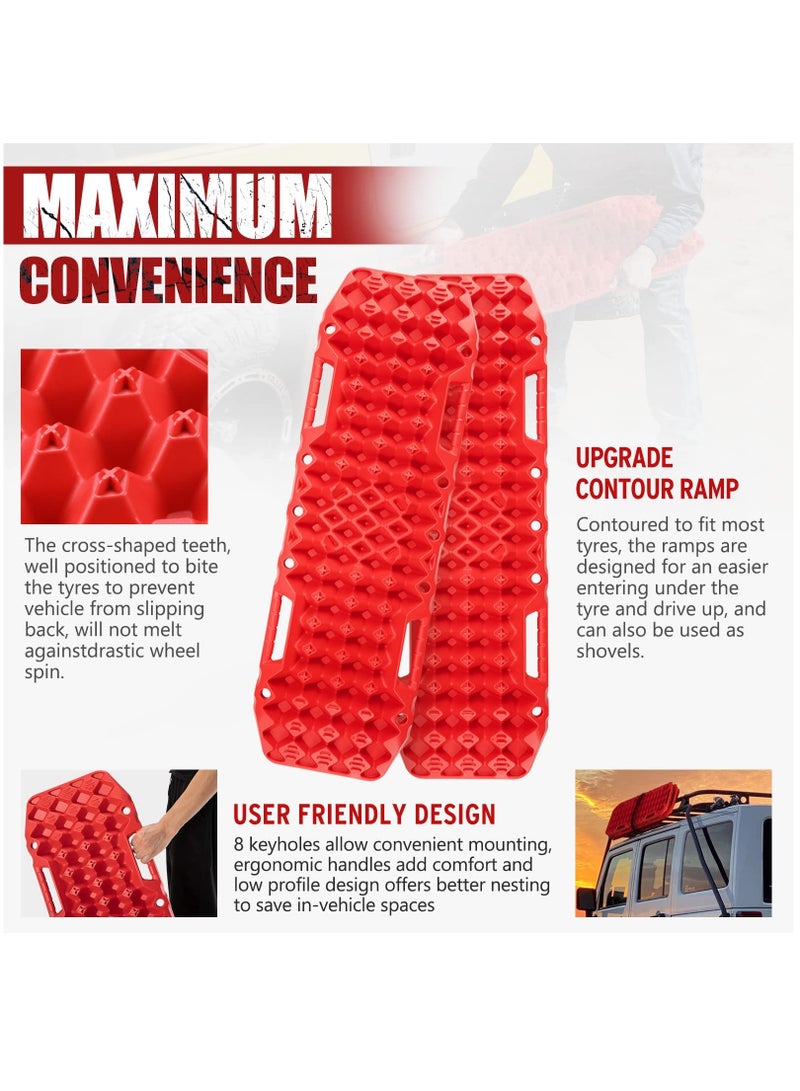 KASTWAVE Off-Road Traction Boards with Jack Base Pair Recovery Tracks 4X4 car Truck Tire Traction Mat with Bag Sand Mud Snow Ladder Ramps - Image 5